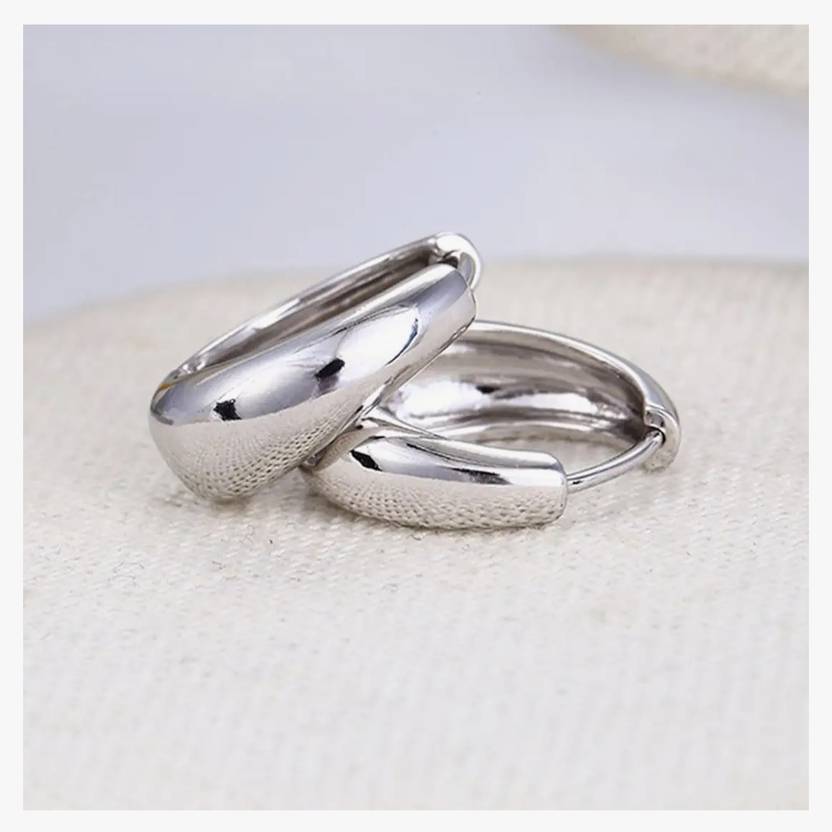 Harvik Trendy Silver Kaju Hinged Bali Earring For Women And Girls Stainless Steel Hoop Earring, Huggie Earring, Stud Earring, Earring Set