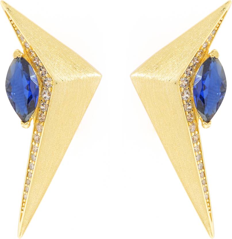 MAHTTAB Bluestone Arrowhead Earrings Cubic Zirconia Alloy Stud Earring