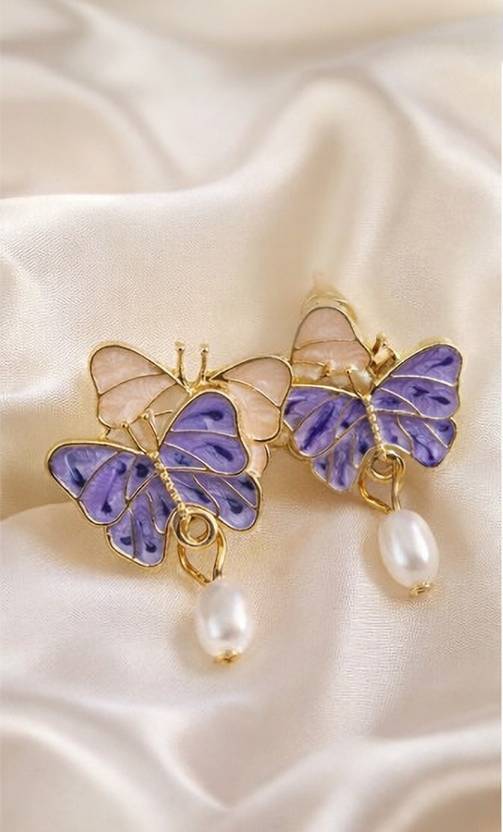 BellaArte beautiful butterfly pearl drop earrings. Alloy Stud Earring