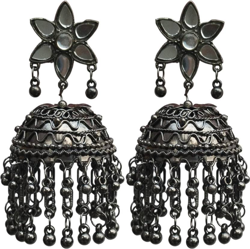 AMU Enterprises AMU Enterprises German Silver Oxidised Jhumka Earrings for Women & Girls German Silver Jhumki Earring