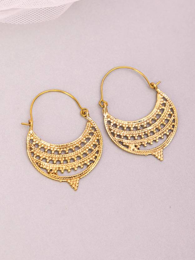 Studio One Love Festive Wear Chandbaalis Earrings - Traditional Gold-Plated Brass Earrings Brass Hoop Earring