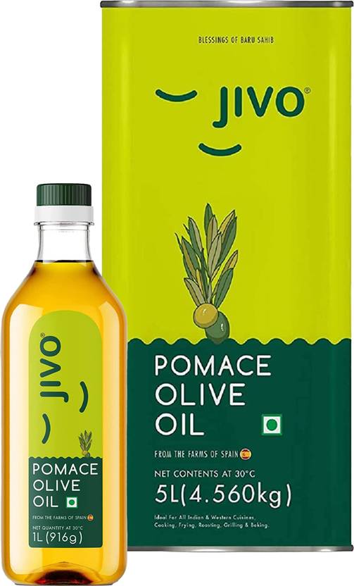JIVO Pomace Cooking Olive Oil Pack of 6 Litres (5L Tin with 1L) Olive Oil Tin Price in India