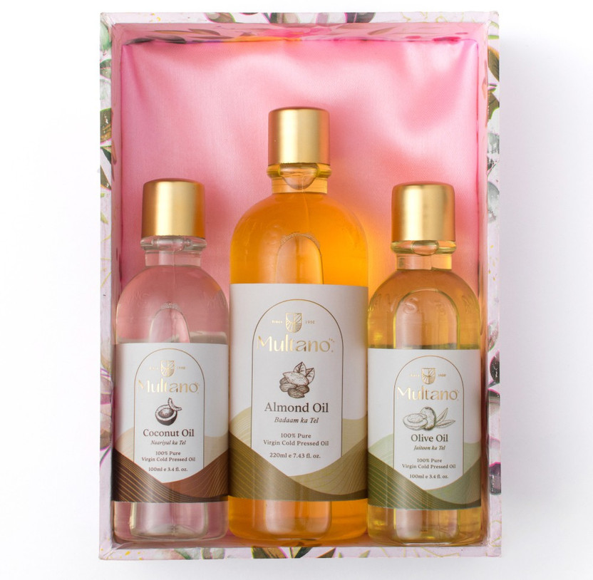 MULTANO Combo 100ml Coconut Oil, 220ml Almond Oil & 100ml Olive