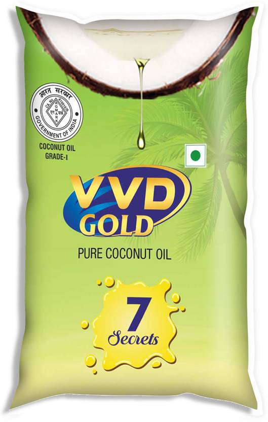 VVD Gold Pure Coconut Oil 1 Litre Flexi pouch Cooking Oil with Good