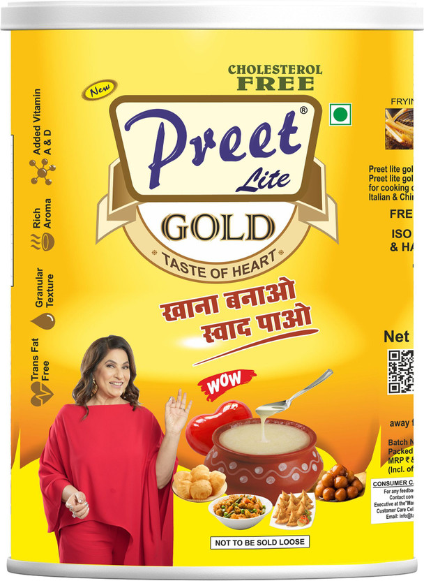 Preet Lite Gold 100% Vegan Multi Source 1 Litre Pack Blended Oil