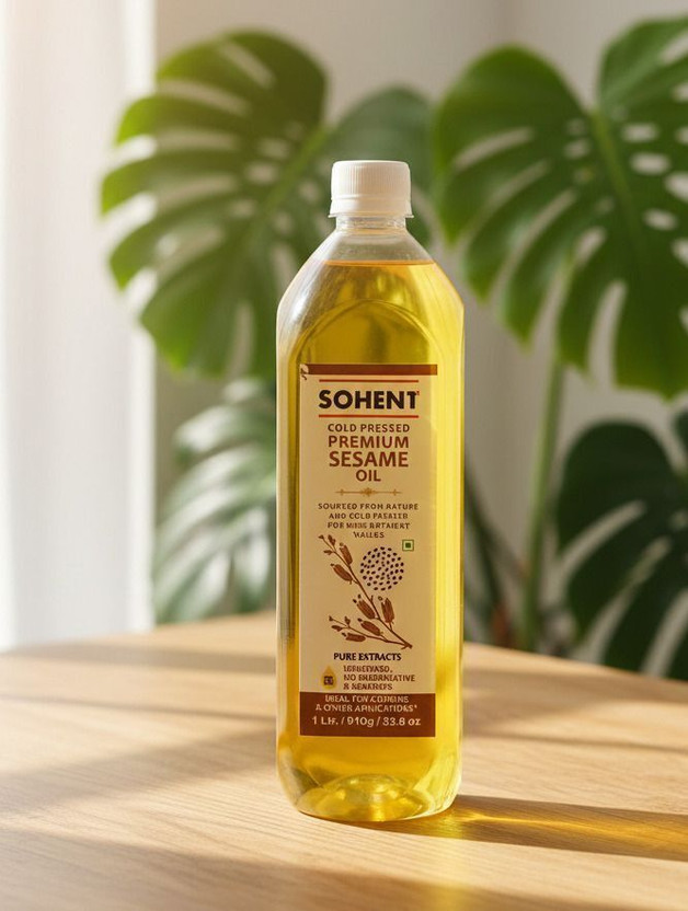 SOHENT Cold Pressed Sesame Oil - Natural Pure Extract, Unrefined