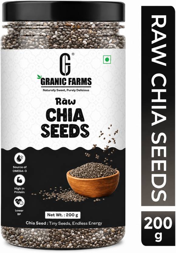 GRANIC FARMS Raw Chia Seeds 200gm-Nutritious , Rich in Calcium,| Weight loss product| Chia Seeds