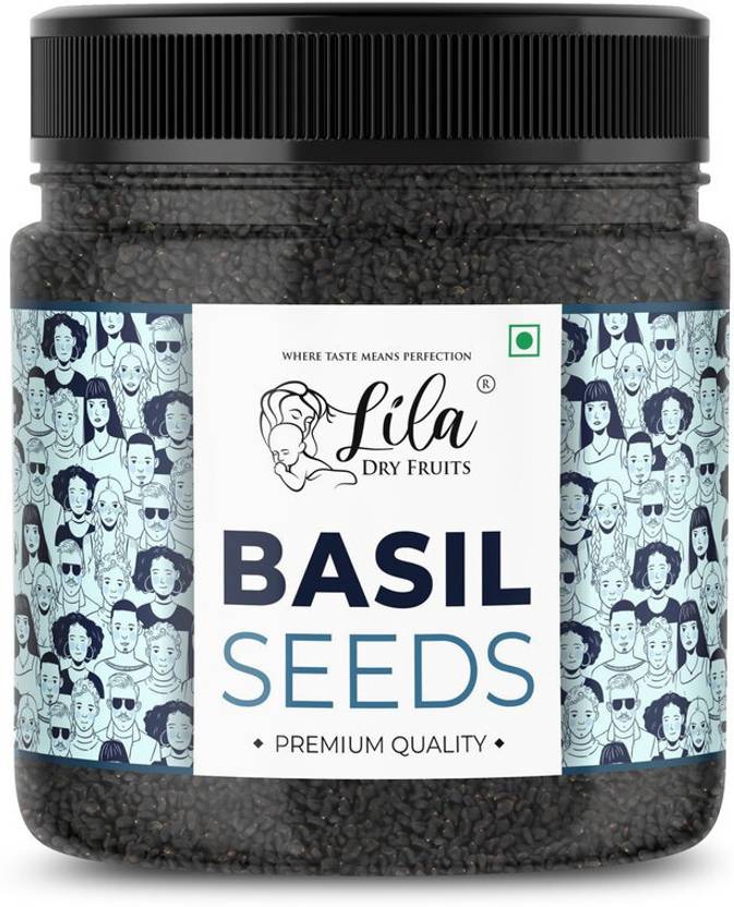 lila dry fruits Premium Raw Unroasted Basil Seeds 100gms Jar Pack | Sabza Beej| Tukmaria Beej Basil Seeds