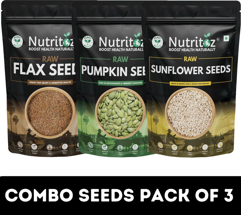 Nutritoz Raw Flax, Pumpkin & Sunflower Seeds Combo 10 Pack of 10 - Image 10