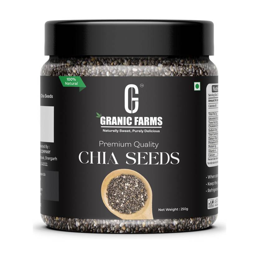 GRANIC FARMS Natural Raw Chia Seeds 250gm-Nutritious , Rich in Calcium,| Weight loss product| Chia Seeds