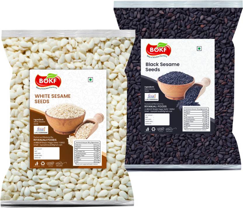 BOKF Black & White Sesame Seeds Combo – 250g Each, Til | Rich in Calcium, Protein Black Sesame Seeds