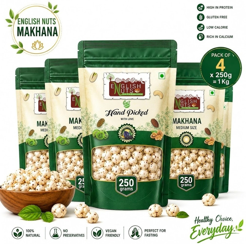 Click to enlarge ENGLISH NUTS HANDPICKED MAKHANA 1KG Makhana (4 x 250 g)