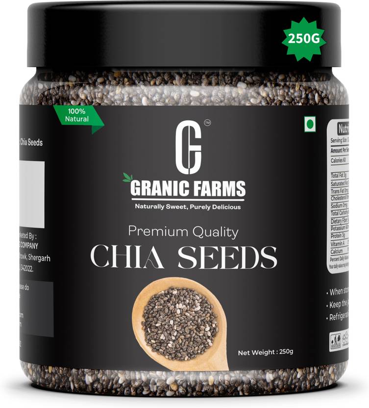 GRANIC FARMS Natural Raw Chia Seeds 250gm-Nutritious , Rich in Calcium| Weight loss product|| Chia Seeds