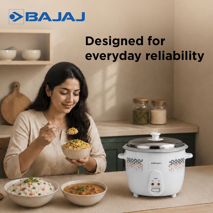 BAJAJ RCX 1.8 DLX Electric Rice Cooker (1.8 L, White) - Image 7