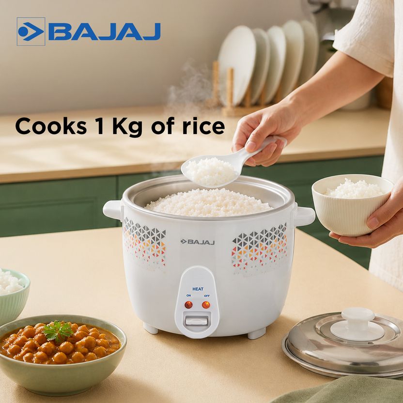 BAJAJ RCX 1.8 DLX Electric Rice Cooker (1.8 L, White) - Image 6