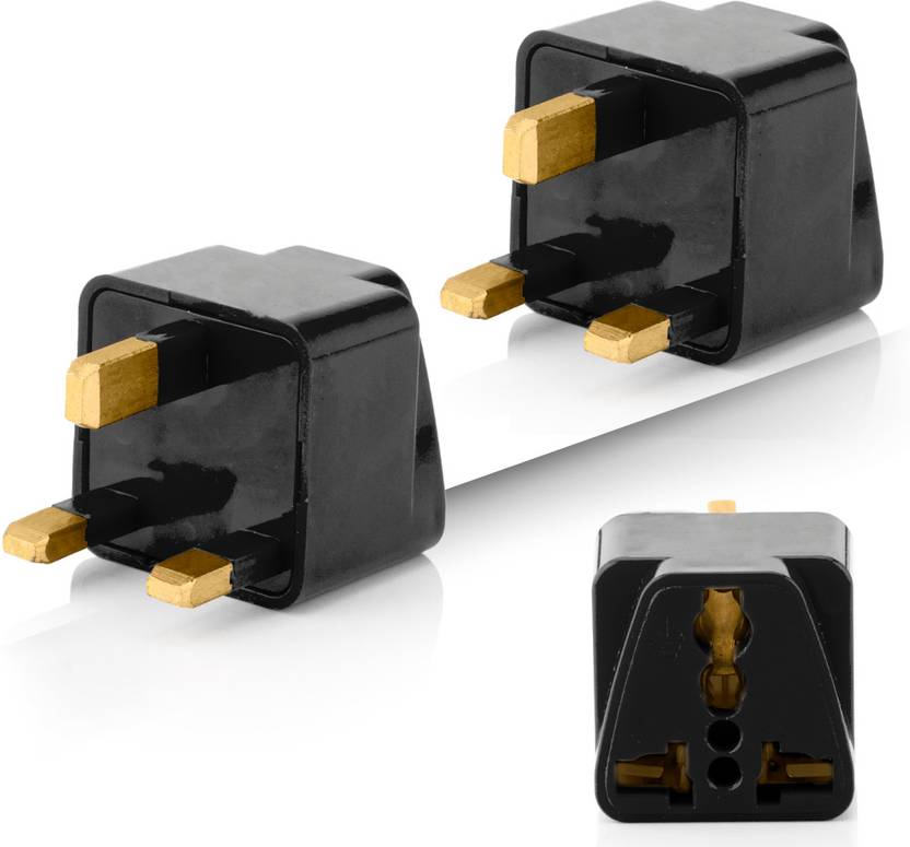 HI PLAST (Pack of 2) UK Adapter for Indian Pins 3Pin Plug TypeG Converter Socket for UK, UAE