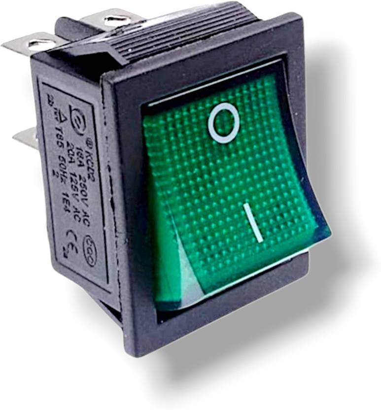 AVISRI Heavy-Duty 4-Pin DPST ON-OFF 16A 250V AC Green Rocker Switch with LED Light 16 A One Way Electrical Switch