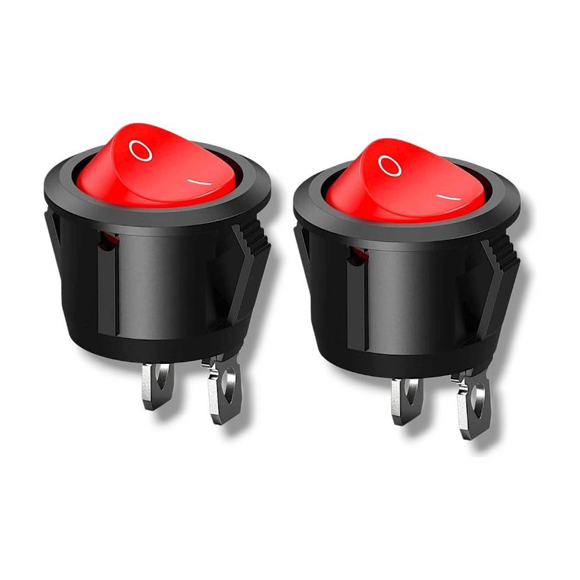 AVISRI (PACK OF 2) Snap‑in Round Power Switch Red Button 6A 250V AC,10A 125V AC Electronic Components Electronic Hobby Kit