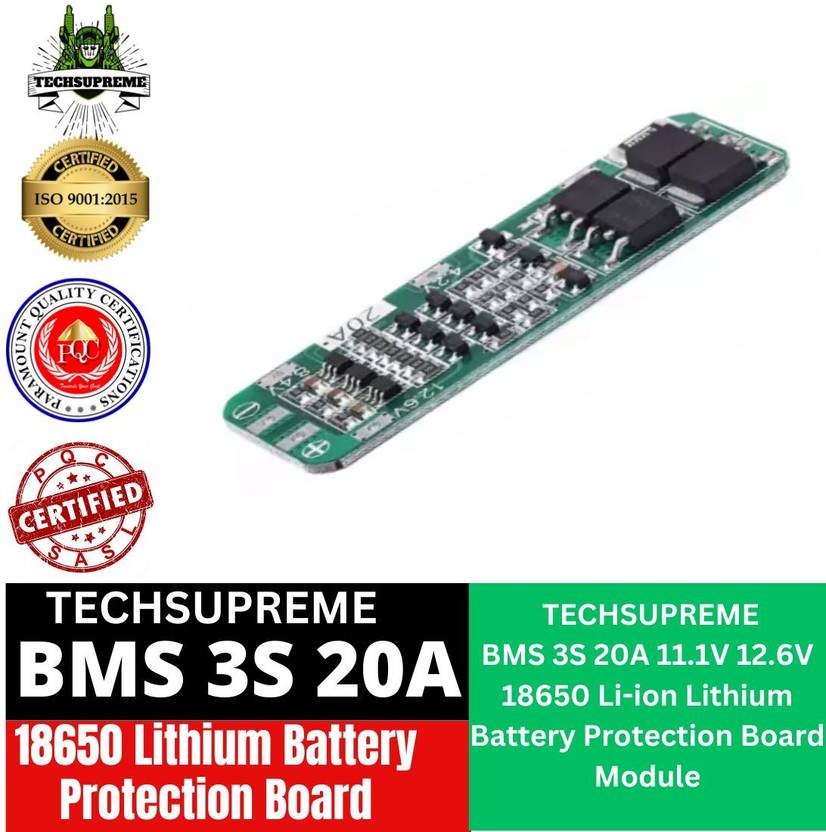 TechSupreme Premium BMS 3S 20A 11.1V 12.6V 18650 Lithium Battery Protection Board Module Electronic Components Electronic Hobby Kit