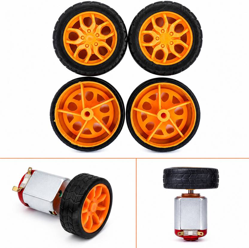 Electrical Bro ElectricalBro 30mm Mini Robot Wheels for DC Toy Motor Pack of 4 Rubber Tire Electronic Components Electronic Hobby Kit