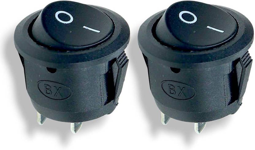 AVISRI (PACK OF 2) Snap‑in Round Power Switch BLACK Button 6A 250V AC,10A 125V AC Electronic Components Electronic Hobby Kit