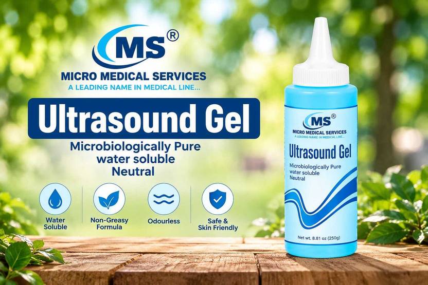 Micro medical services Ultrasound Gel 250g Squeeze Bottle Water Soluble, Neutral Gel, Easy to Apply and Wipe, Non-Greasy Formula for Ultrasound Equipment Use Electrotherapy Device