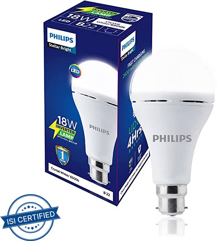 PHILIPS 18W Rechargeable Inverter LED with backup upto 4 hrs Bulb