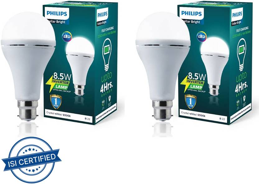 PHILIPS 8.5W Rechargeable Inverter LED (Pack of 2) with backup upto 4
