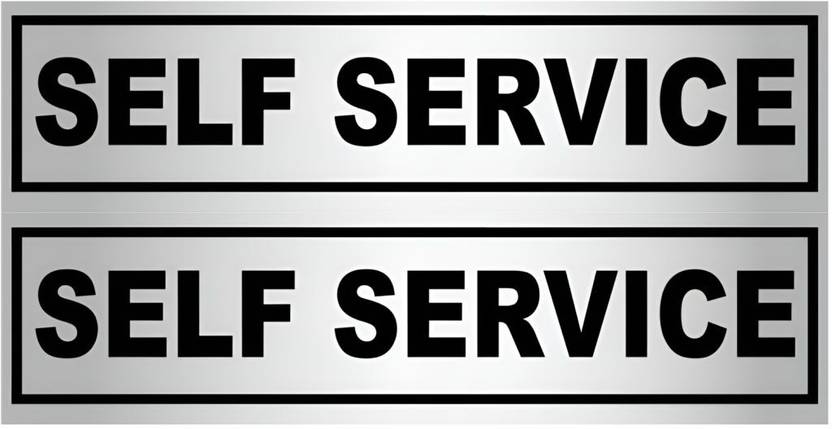Saral Graphicss 8 inch Self Service Sign Sticker 8x2 Inch Pack Of 2 Notice for Restorent,Office,Shop Reusable Sticker