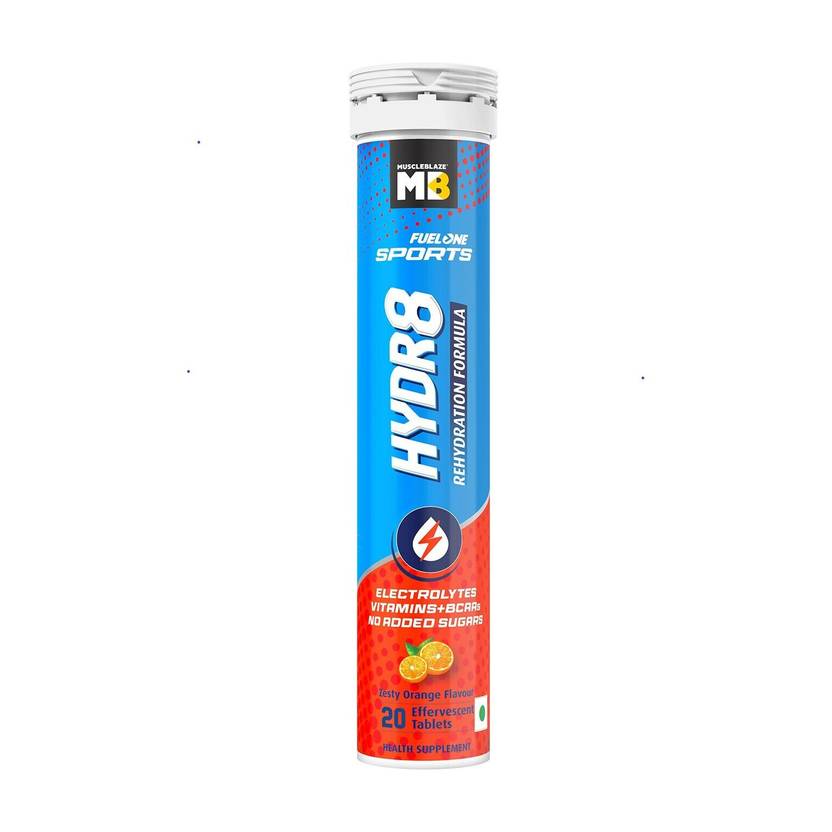 MUSCLEBLAZE Sports Hydr8, Rehydration Formula with Vitamins & BCAAs, 20 Tablets Hydration Drink