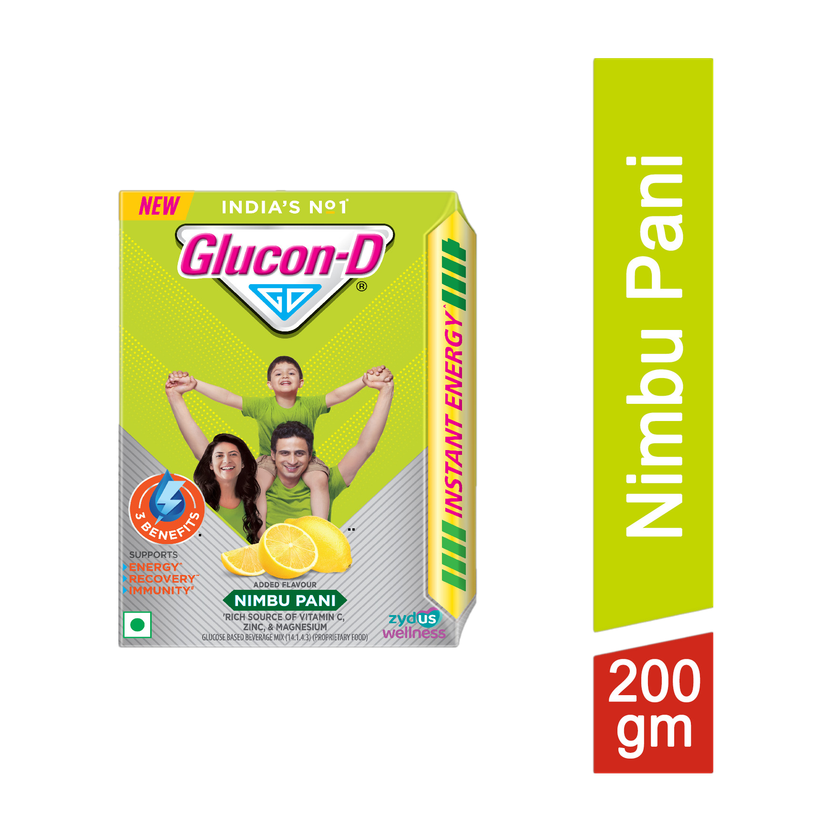 GLUCON-D Nimbu Pani with 3 Benefits of Energy, Recovery, and Immunity, Refill Energy Drink