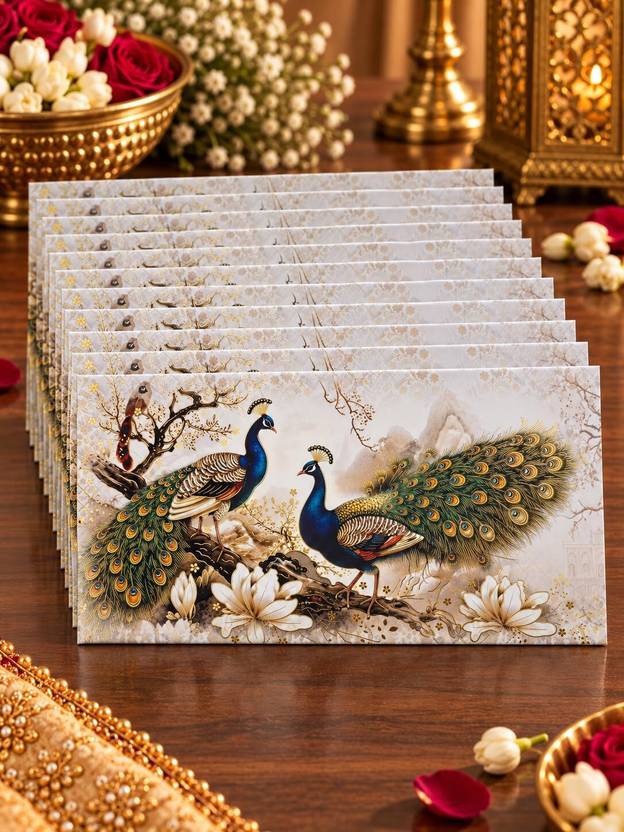 BSFA Peacock Pair Cash Envelopes for Gifting Money, Fancy Shagun Envelopes Envelopes