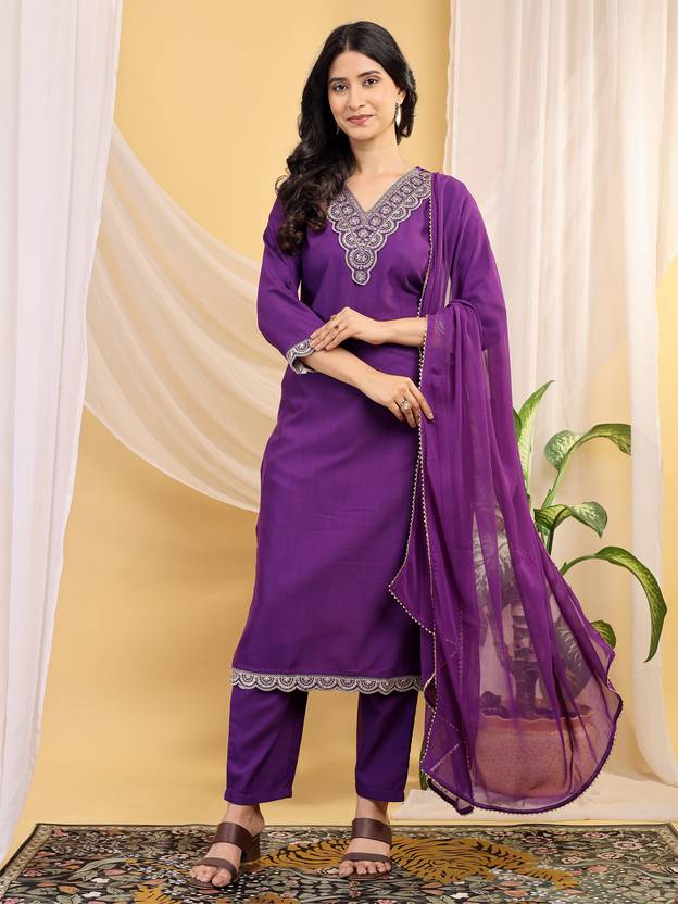 Vivisha Women Viscose Rayon Kurta Pant Dupatta Set