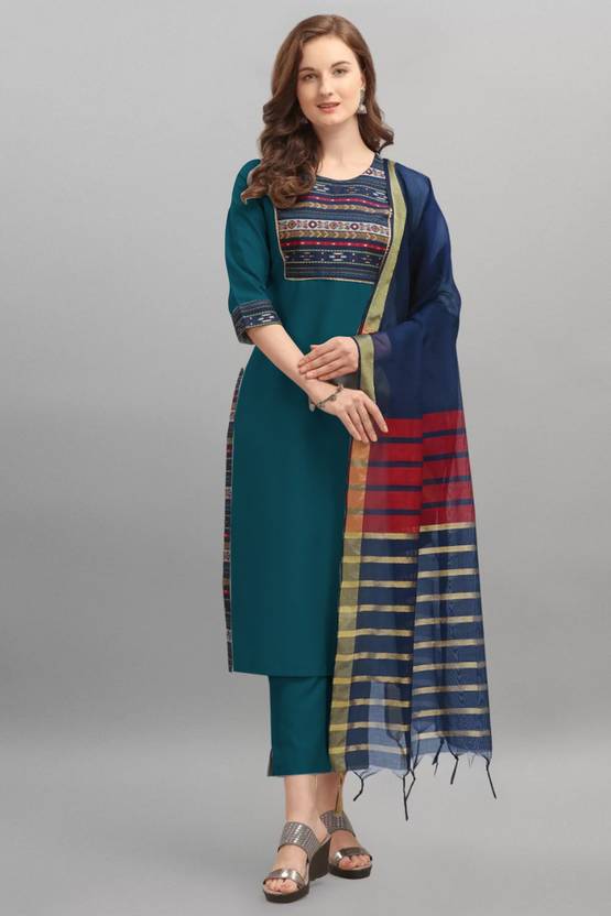 AnAdhTex AA_Line MP XXL Printed Kurta, Trouser/Pant & Dupatta Set