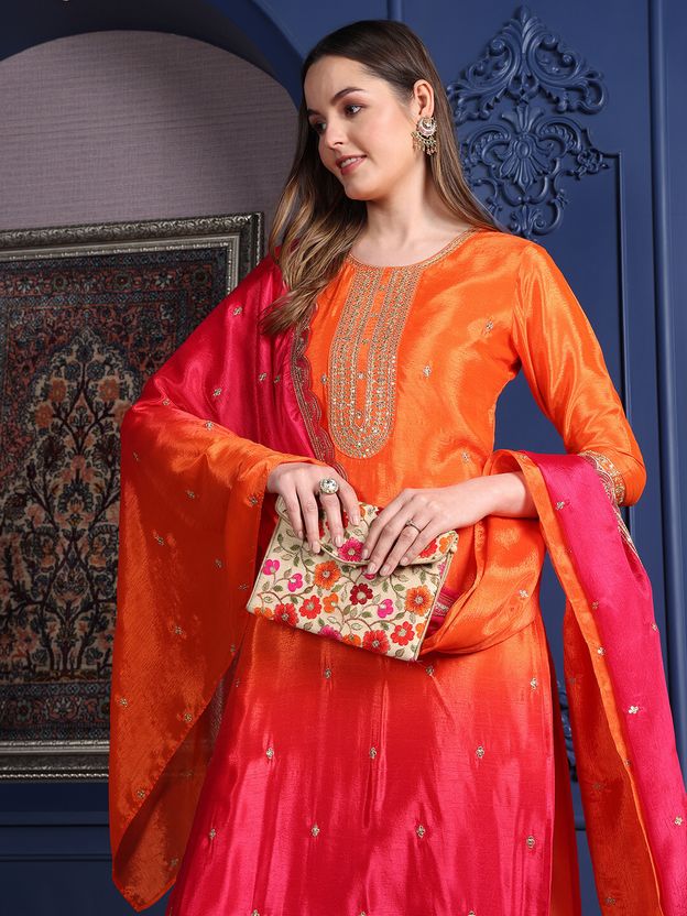 berrylicious Women Silk Blend Kurta Pant Dupatta Set - Image 5