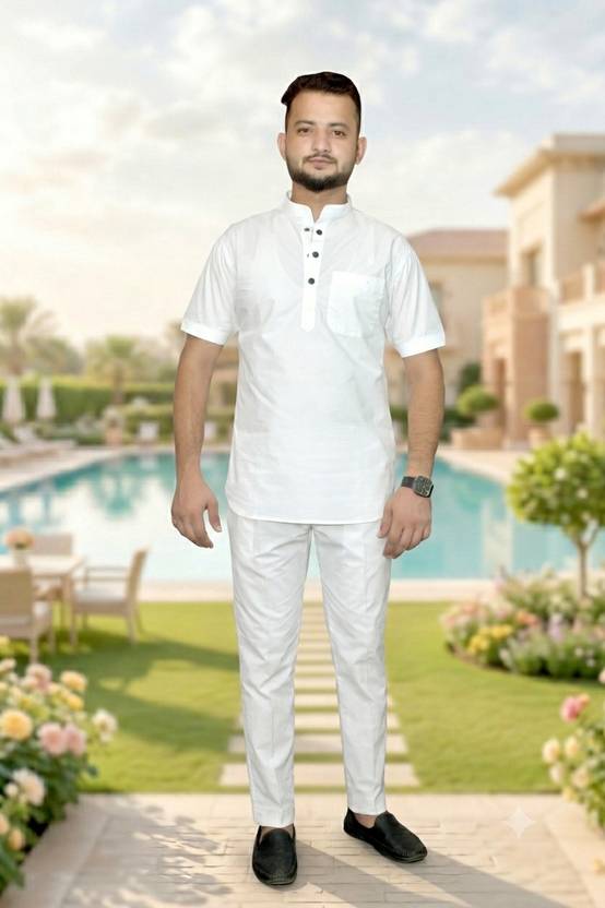 AL-Crease Men Pure Cotton Kurta Pyjama Set
