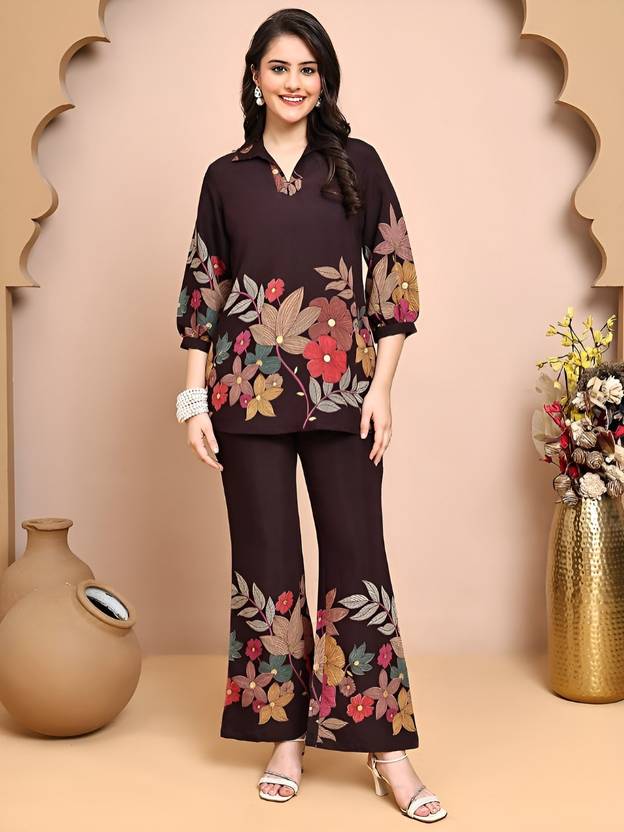 Bhagyesh Fashion Women Cotton Rayon Kurti Pant Set