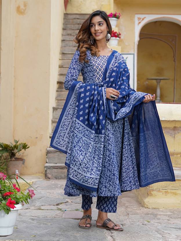 Jaitpuriya fashion Women Pure Cotton Kurta Pant Dupatta Set