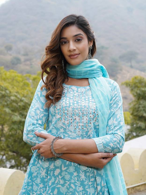 jaitpuriya Women Pure Cotton Kurta Pant Dupatta Set