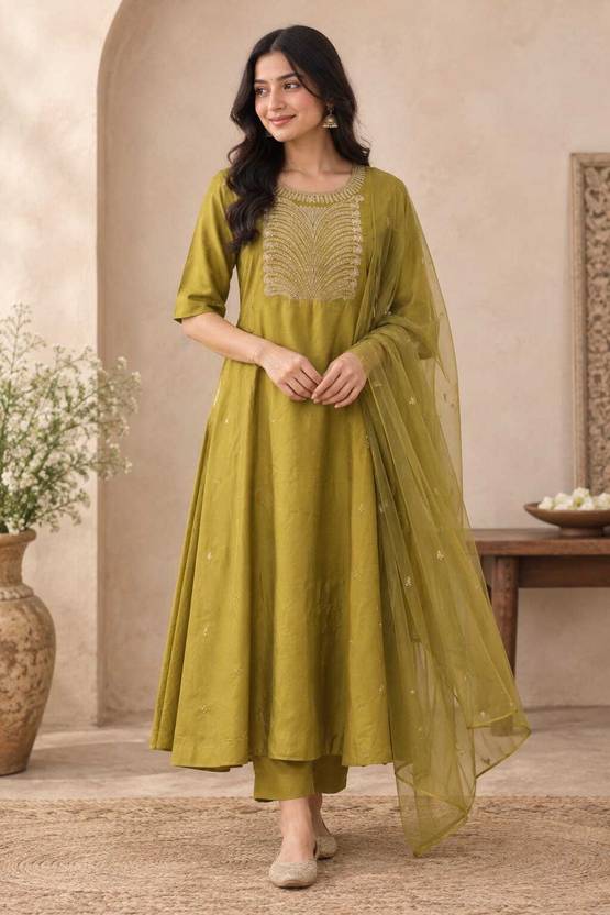 ARMUSE Women Viscose Rayon Kurta Pant Dupatta Set