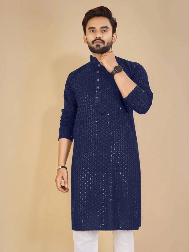 Progetto Men Embroidered Straight Kurta