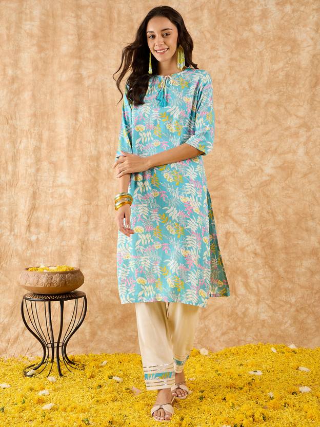 Indo Era Women Viscose Rayon Kurta Pant Set