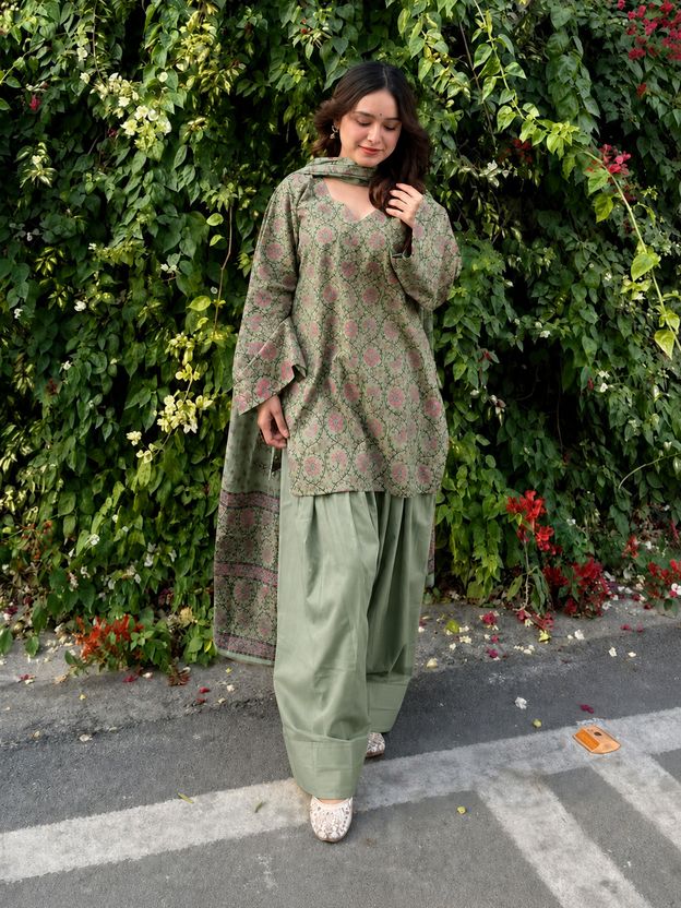 Gosriki Women Kurti Salwar Dupatta Set - Image 1