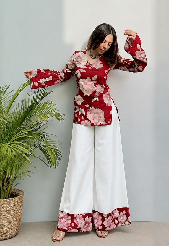 FLORIKA Women Silk Blend Kurta Palazzo Dupatta Set - Image 7