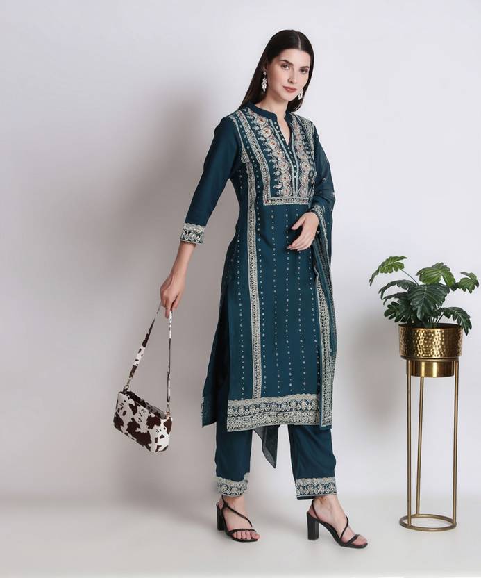 ichaa Women Viscose Rayon Kurta Pant Dupatta Set