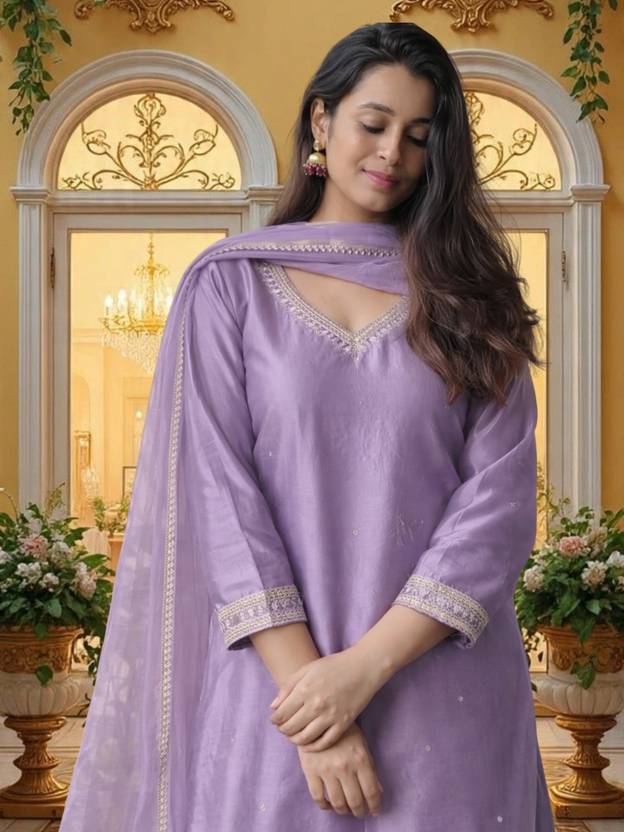 aurbhi Women Cotton Blend Kurta Pant Dupatta Set