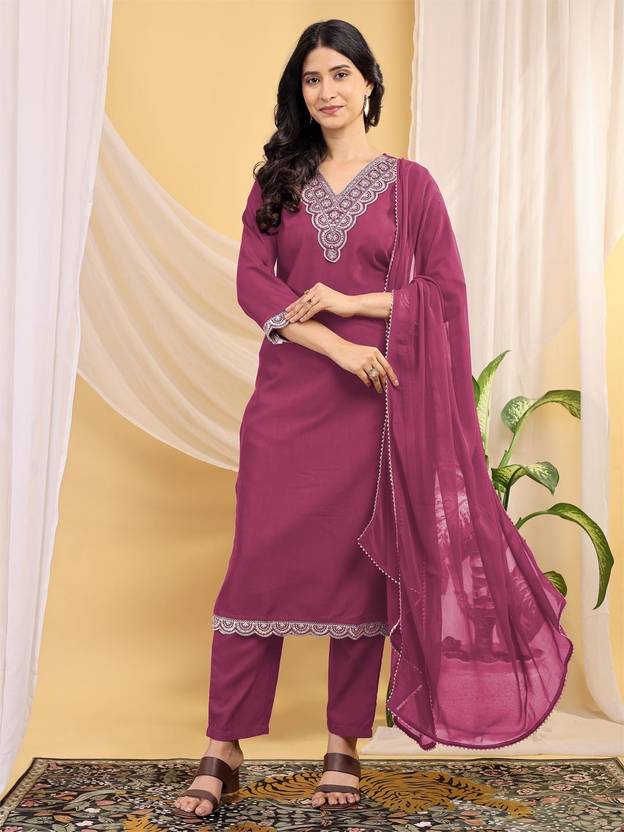 Vivisha Women Viscose Rayon Kurta Pant Dupatta Set