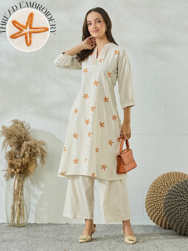 MOKOSH Women Pure Cotton Kurta Palazzo Set