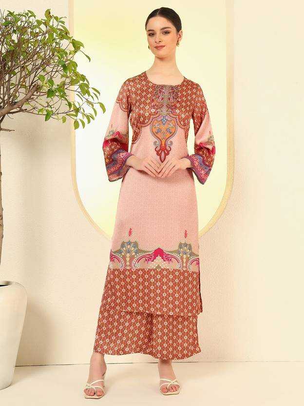 Nehamta Women Polyester Kurta Palazzo Set