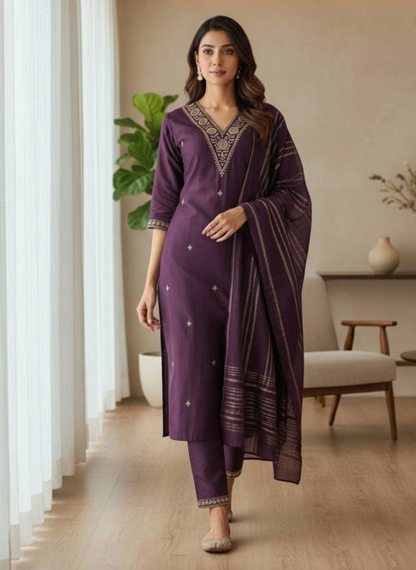 Janoi Women Viscose Rayon Kurta Pant Dupatta Set